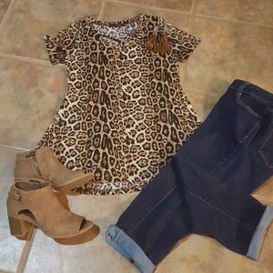 Crazy Train Short Sleeve Leopard Top